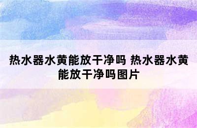 热水器水黄能放干净吗 热水器水黄能放干净吗图片